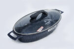 non-stick fish pan 42cm - مقلاة سمك غير لاصقة 42 سم من لايف سمايل مع غطاء زجاجي