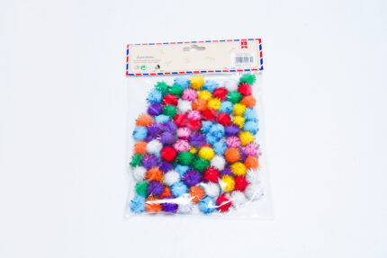 colorful shiny pom poms - كرات بوم بوم ملونة لامعة 1.5 سم - 100 قطعة - M2074