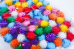 colorful shiny pom poms - كرات بوم بوم ملونة لامعة 1.5 سم - 100 قطعة - M2074
