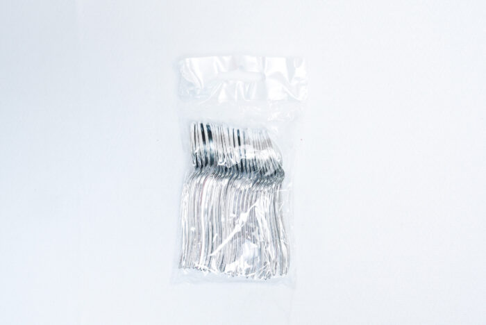 silver plastic spoons - ملاعق فضية صغيرة 24 قطعة