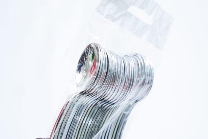 silver plastic spoons - ملاعق فضية صغيرة 24 قطعة