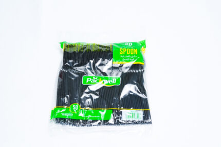 heavy black plastic spoon set - ملعقة بلاستيكية سوداء ثقيلة من باكويل HD PWCT1605