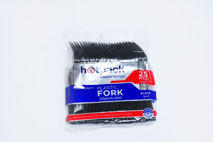 black plastic forks - شوكة بلاستيكية سوداء - 25 قطعة - هوت باك