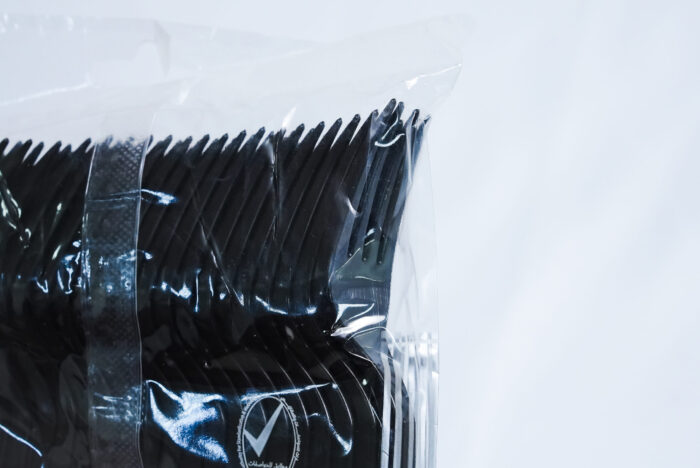 black plastic forks - شوكة بلاستيكية سوداء - 25 قطعة - هوت باك