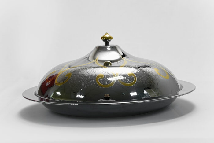 stainless steel serving plate - طبق تقديم من الفولاذ المقاوم للصدأ 40 سم من براديب ساجيدا - أنيق ومت耐