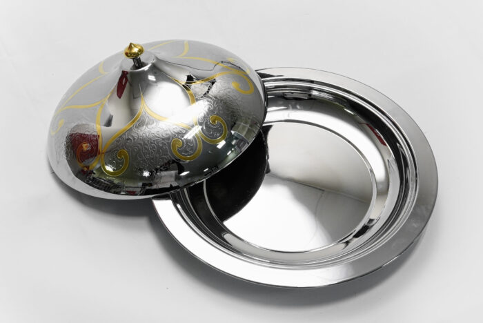 stainless steel serving plate - طبق تقديم من الفولاذ المقاوم للصدأ 40 سم من براديب ساجيدا - أنيق ومت耐