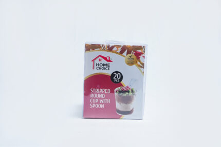 striped round cup with spoon - كوب دائري مخطط مع ملعقة