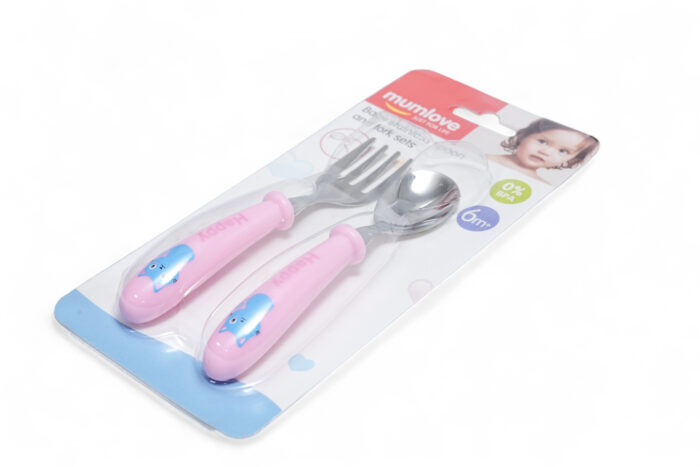 Children's Spoon and Fork Set - طقم ملعقة وشوكة للأطفال - عبوة بلاستيكية
