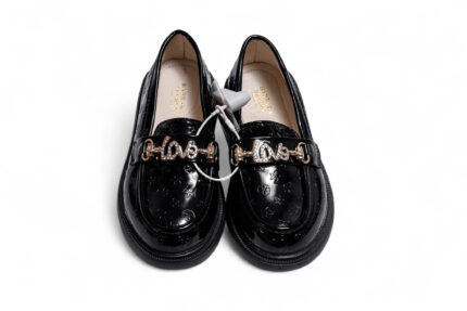 black leather loafers for kids - أحذية الأطفال 148B