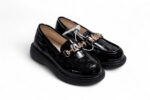 black leather loafers for kids - أحذية الأطفال 148B