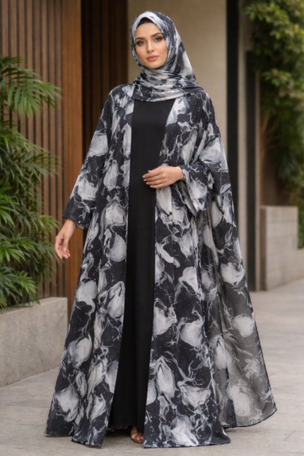 Luxurious Silk Abaya - Luxurious Silk Abaya - Free Size