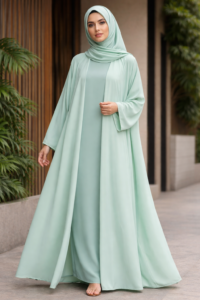 Mint Green Abaya - Mint Green Abaya - Free Size
