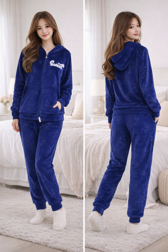 Dark Blue Pajama Set - DARK BLUE PAJAMA-M