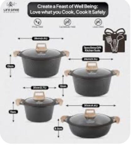 granite coated cookware set - مجموعة أواني الطهي بطبقة جرانيت 8 قطع