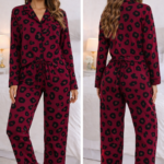 burgundy leopard-print pajama set - Leopard-Print Pajama Burgundy -XL