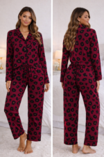 burgundy leopard-print pajama set - Leopard-Print Pajama Burgundy -XL