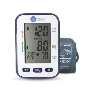 AFRA Digital Blood Pressure Monitor - جهاز قياس ضغط الدم الرقمي AFRA | نوع الذراع | حجم كبير | أبيض | AF-201BPMA