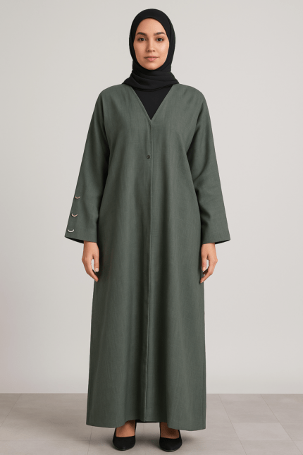 dark green abaya - عباءة داكنة من اللون الحكيم/الزيتوني