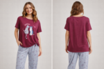 Cat Print Women's Pajama Set - طقم بيجامة نسائي من قطعتين بطبعة قطة