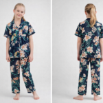 satin pajama set for girls - طقم بيجامة ساتان مزخرف للفتيات