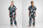 satin pajama set for girls - طقم بيجامة ساتان مزخرف للفتيات