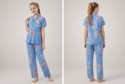 floral pajama set for girls - طقم بيجامة مزهر للبنات