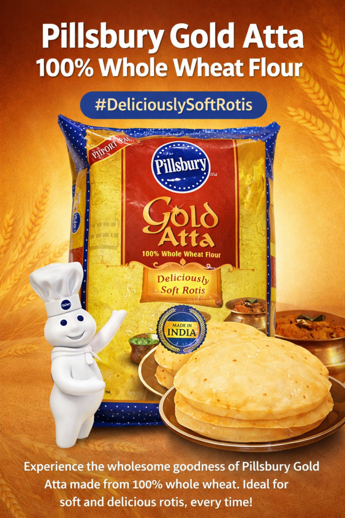 Pillsbury Gold Atta - Pillsbury Gold Atta – 100% Whole Wheat Flour - 1 kg