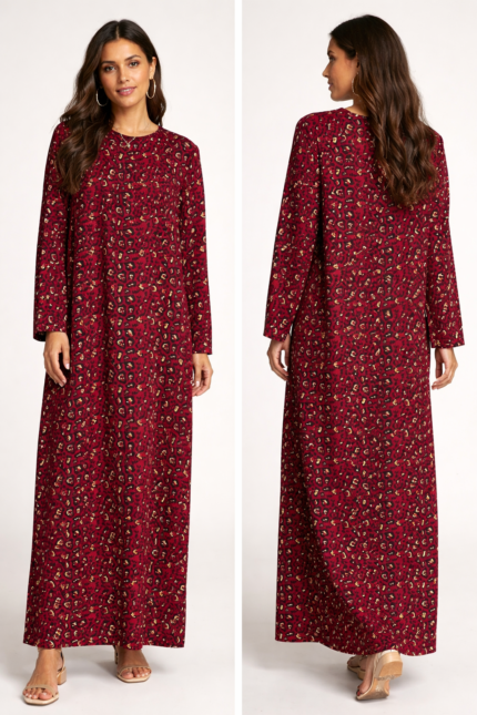 Women’s Leopard Print Long Dress - Women’s Leopard Print Long Dress