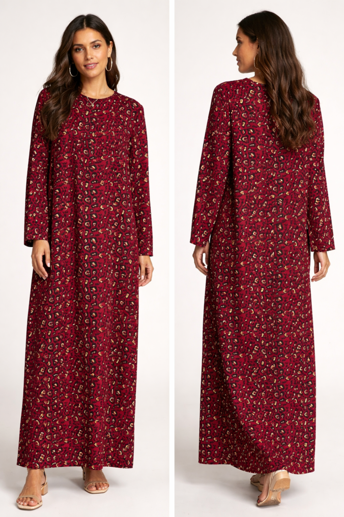 Women’s Leopard Print Long Dress - Women’s Leopard Print Long Dress