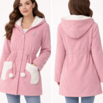 girls’ hooded corduroy coat - girls’ hooded corduroy coat combines warmth (soft pink corduroy fabric)