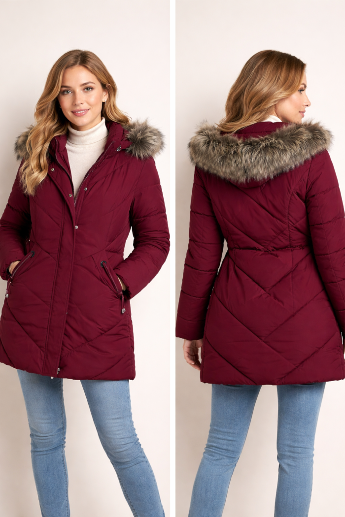 women's burgundy quilted winter jacket - women’s burgundy quilted winter jacket