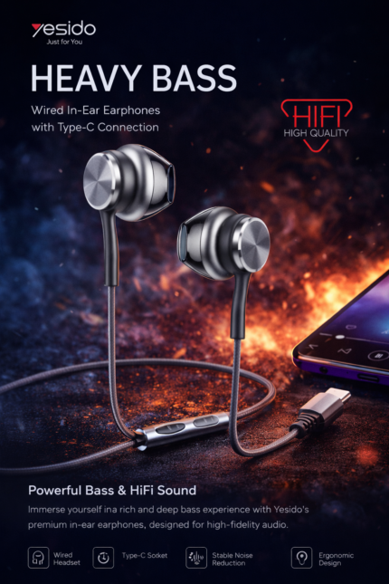 Yesido Heavy Bass Wired Earphones - Yesido Heavy Bass Wired Earphones (YH41)