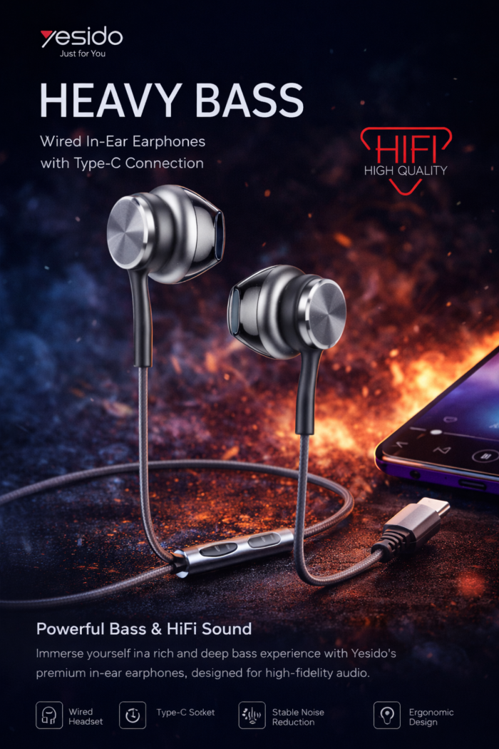 Yesido Heavy Bass Wired Earphones - Yesido Heavy Bass Wired Earphones (YH41)