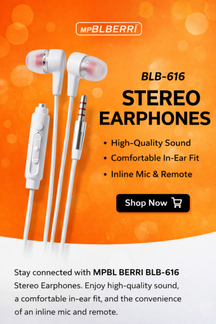 MPBL BERRI BLB-616 Stereo Earphones - MPBL BERRI BLB-616 Stereo Earphones