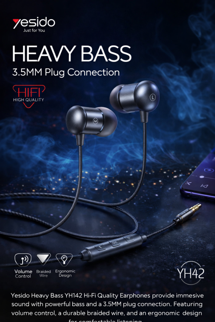 Yesido YH42 Heavy Bass Wired Earphones - Yesido YH42 Heavy Bass Wired Earphones