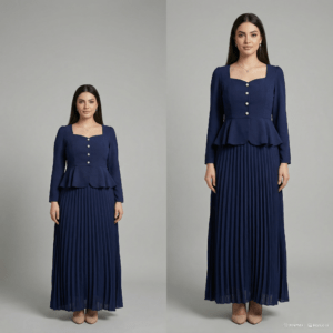 blue two-piece set - طقم متناسق باللون الأزرق أو الأزرق الداكن