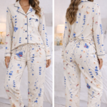 cream floral pajama set - Cream Floral Pajama Set -S