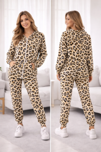leopard print pajama set - Trendy Leopard Print Pajama set-XXL