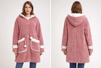 Women’s Soft Hooded Winter Coat - Women’s Soft Hooded Winter Coat pink