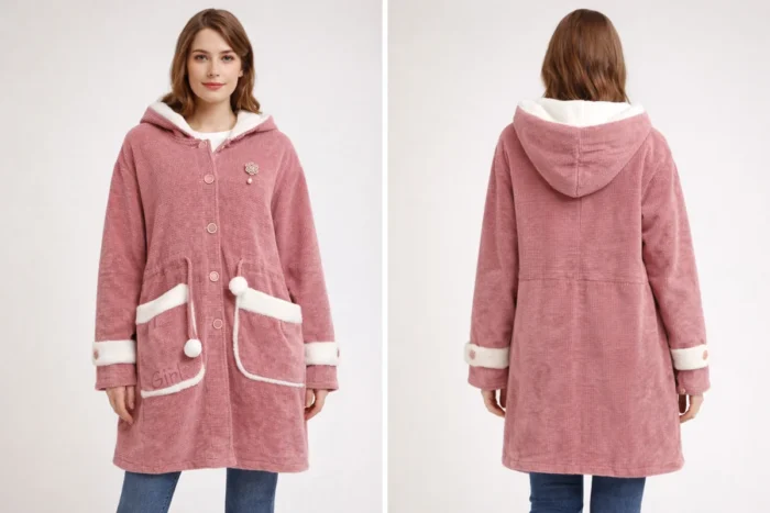 Women’s Soft Hooded Winter Coat - Women’s Soft Hooded Winter Coat pink