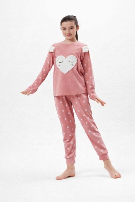 kids pajama set - بيجاما أطفال - وردي - مقاس 2