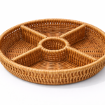 Round Divided Wicker Basket Handcrafted