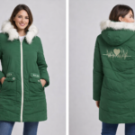 green padded winter coat - Women’s Green Padded Winter Coat with Faux Fur Hood