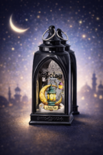 ⁦فانوس رمضان LED ديكوري أسود⁩ - الصورة ⁦2⁩