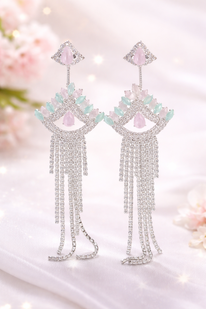 White Diamond Stone Drop Earrings - White Diamond Stone Drop Earrings