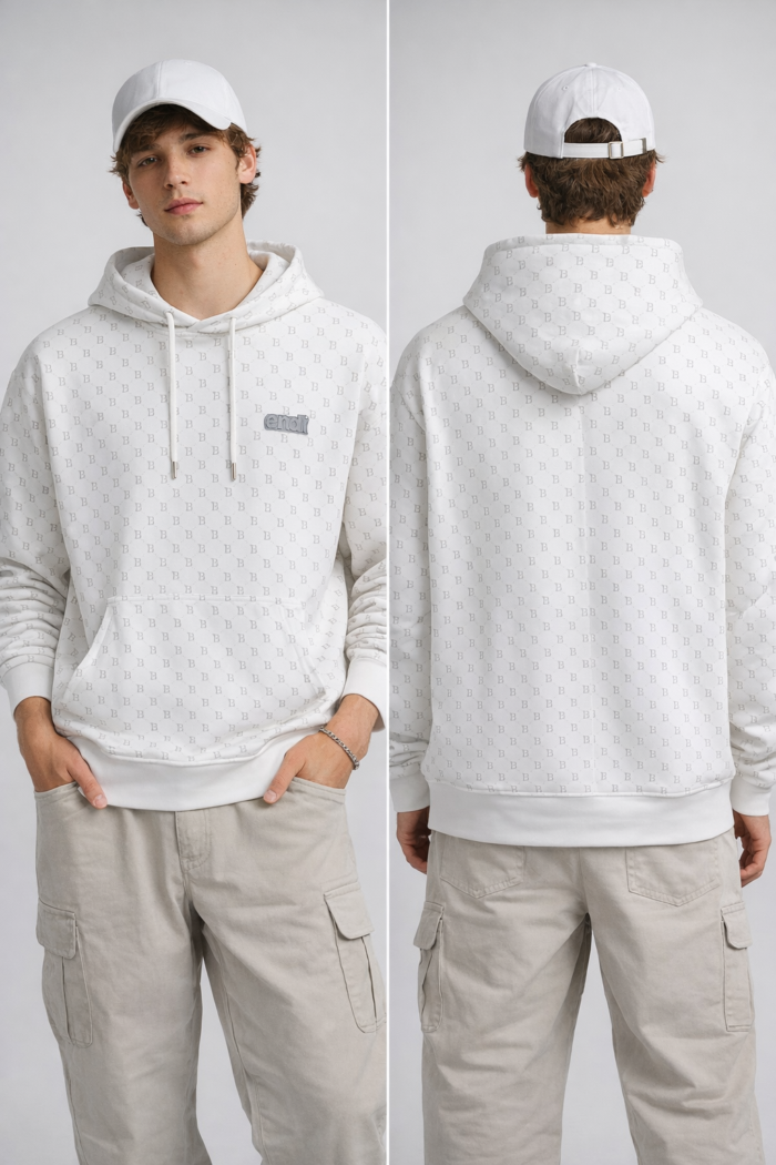 White Monogram Hoodie - Image 2