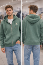 Men’s Green Zip-Up Hoodie - Men’s Green Zip-Up Hoodie