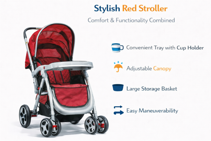 RedLux Comfort Baby Stroller - RedLux Comfort Baby Stroller with Tray