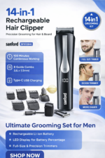 Sanford rechargeable hair clipper - Sanford SF9725HC Rechargeable Hair Clipper – 14-in-1 Grooming Kit