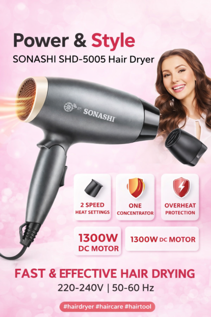 Sonashi Hair Dryer SHD-5005 - Sonashi Hair Dryer SHD-5005 – Powerful, Compact & Reliable